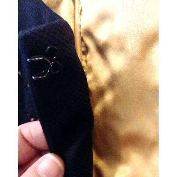 NICOLE MILLER Cropped Jacket Black Eyelet Gold Satin Lined Puff Sleeves - 14 - Picture 4 of 9